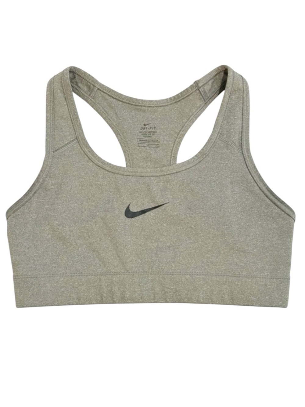 NIKE Dri-FIT Racerback Sports Bra Gray Heather Swoosh Logo Women’s Small